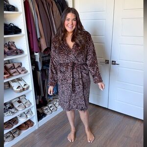 Joyspun Leopard Print Plush Robe